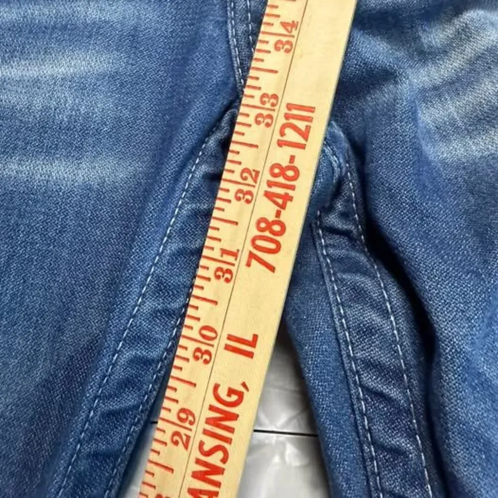 True Religion Ricky Straight Leg Jeans Size 40 with Plaid Patches